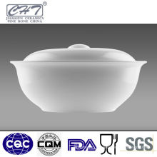 White bone china porcelain soup tureen set with lid